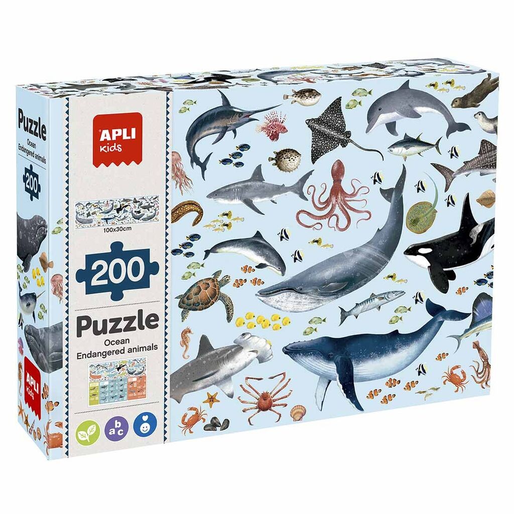 Apli Puzzle za decu Ugrožene životinje, Okean, 200 delova