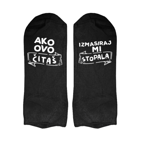 Ženske čarape Ako ovo čitaš, izmasiraj mi stopala cs3503w, Crne