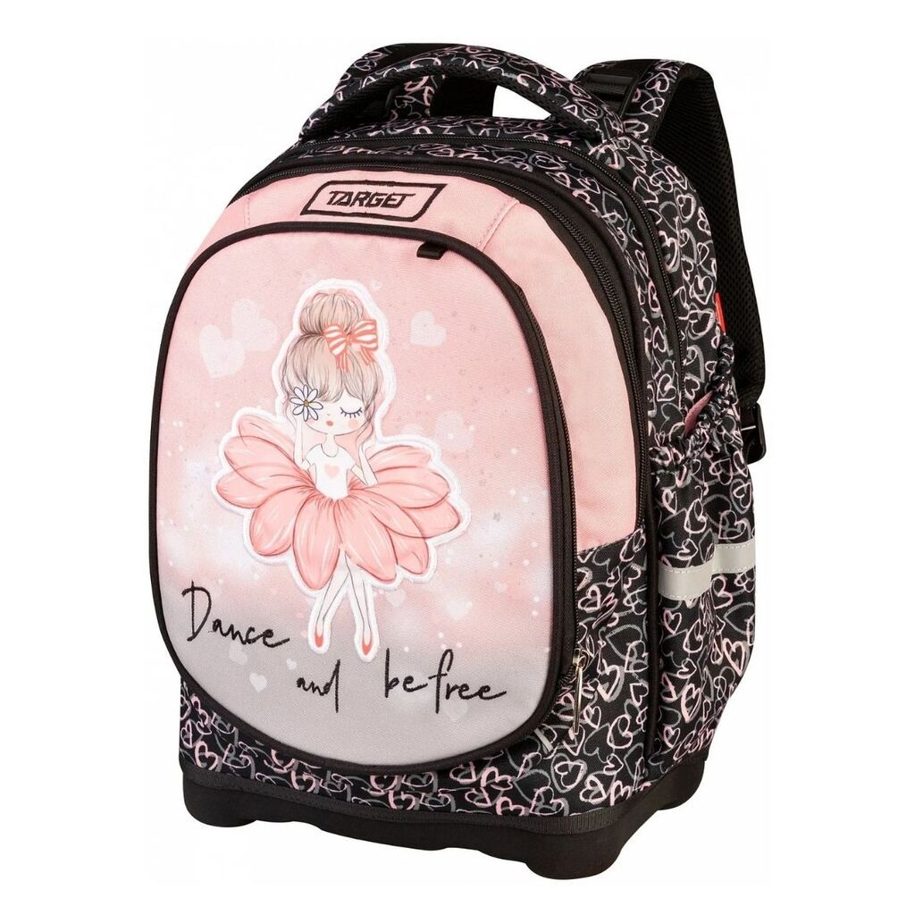 Target Ranac za devojčice sa 2 lica Dancing Queen, Anatomski, 42 x 32 x 18 cm, Crno-roze