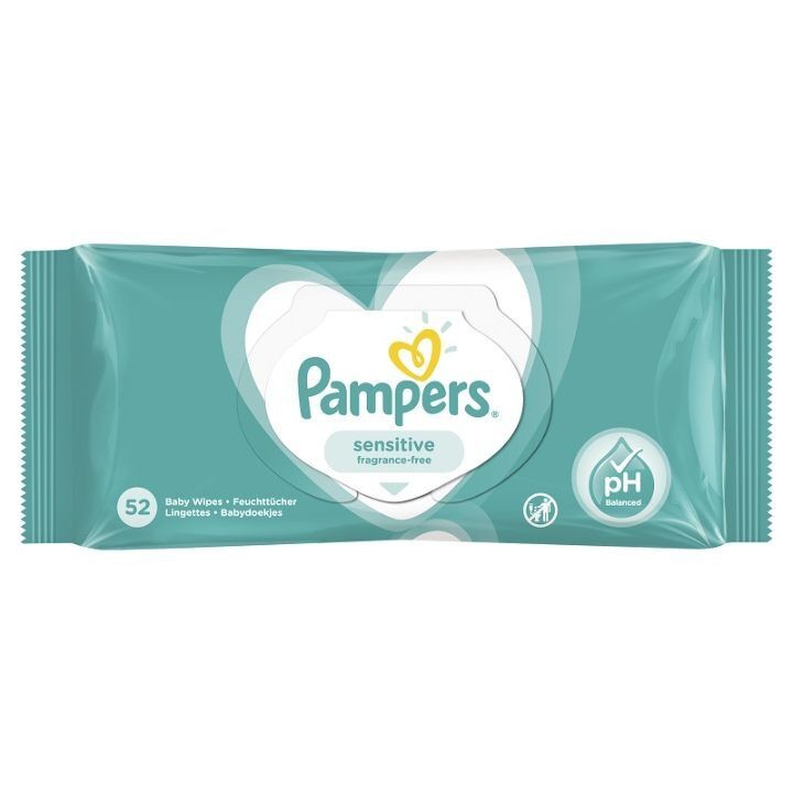 Pampers Vlažne maramice Sensitive, 52 komada
