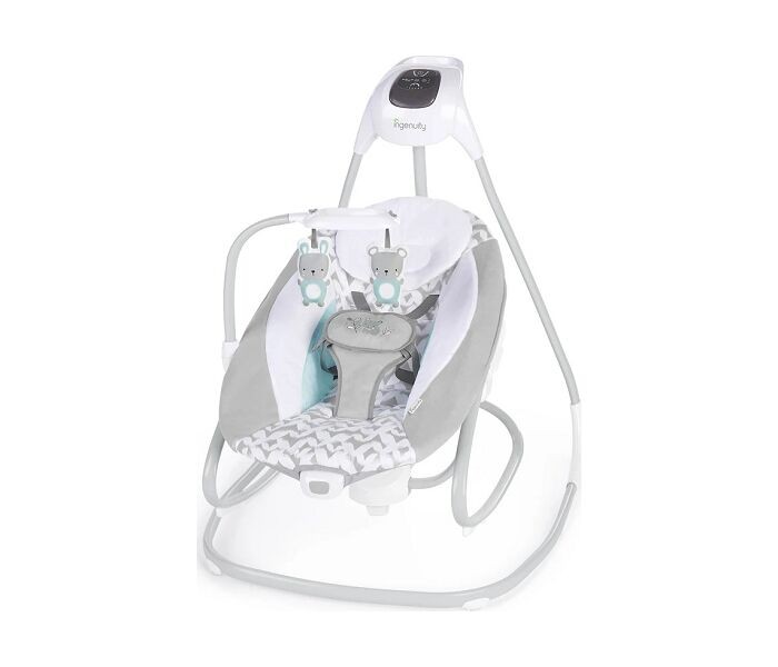 Kids II Ljuljaška za bebe Swing & Rocker Raylan 0-9m, Siva