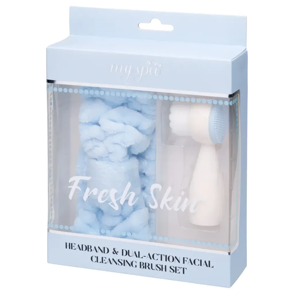 My Spa Set traka za kosu i četka za čišćenje lica Fresh Skin, Plavi