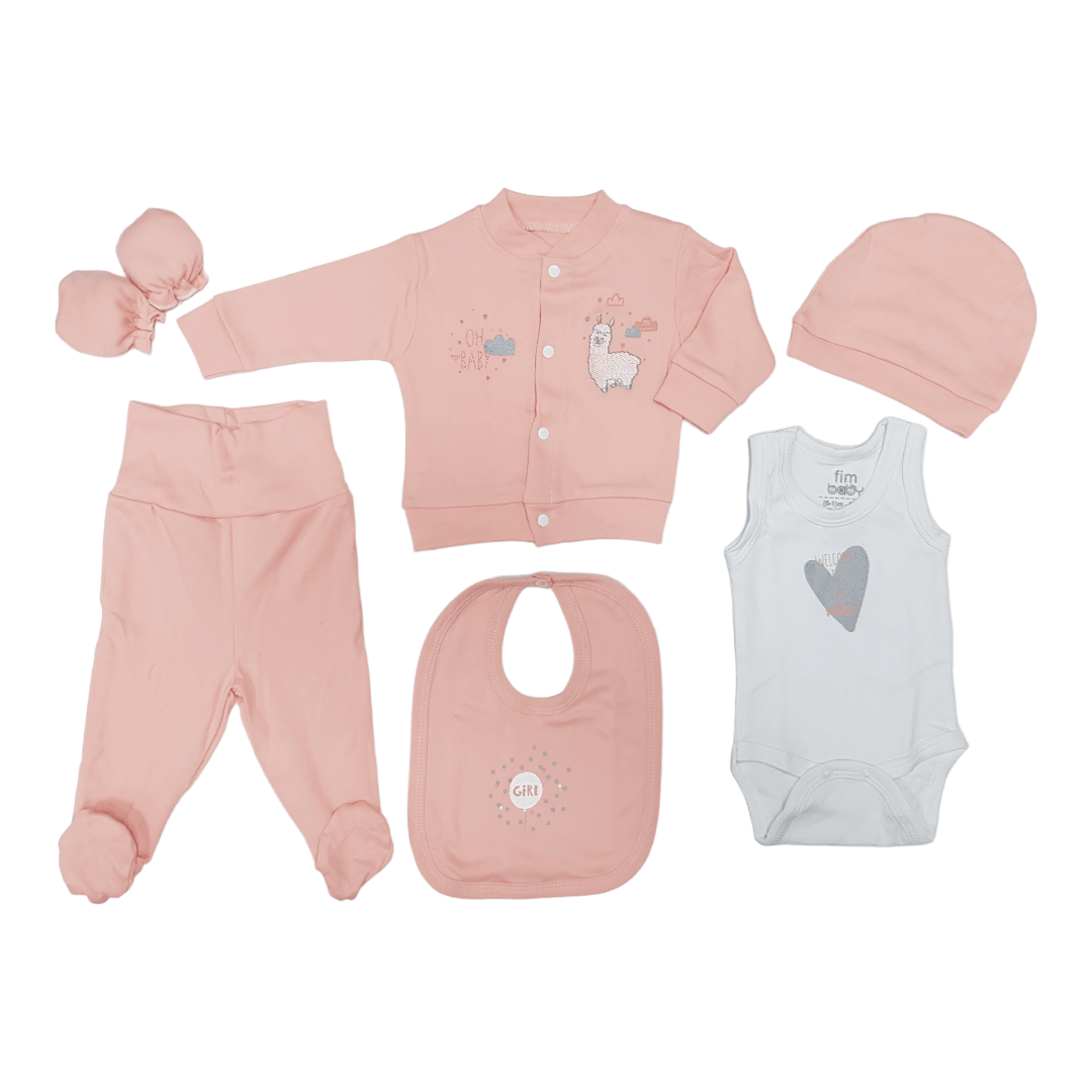 FIM Set za novorođenče, 6 komada, Roze