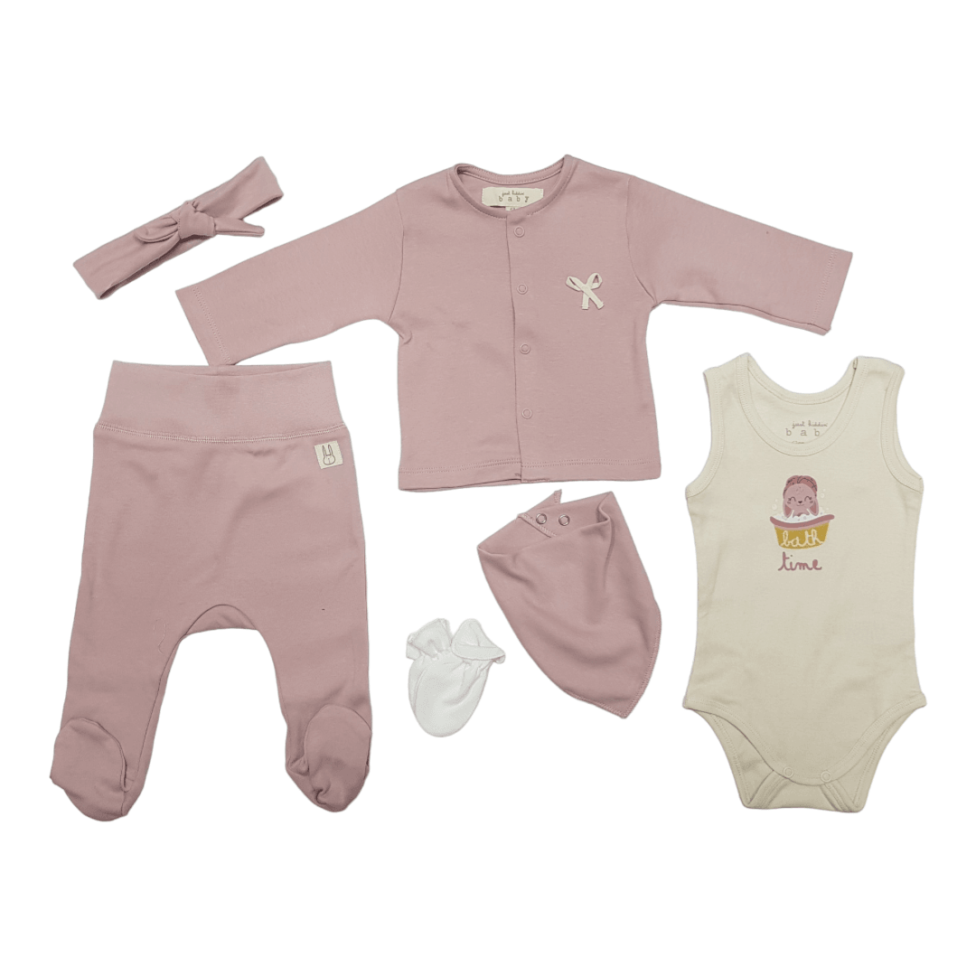 Just Kiddin Set za novorođenče, 6 komada, Roze
