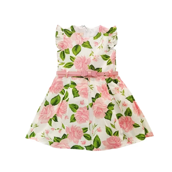 VRABAC Haljina za devojčice sa motivom cveća 2687, Bela