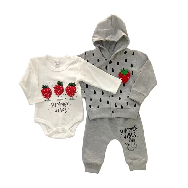 Komplet za bebe 1401, Sivo-beli