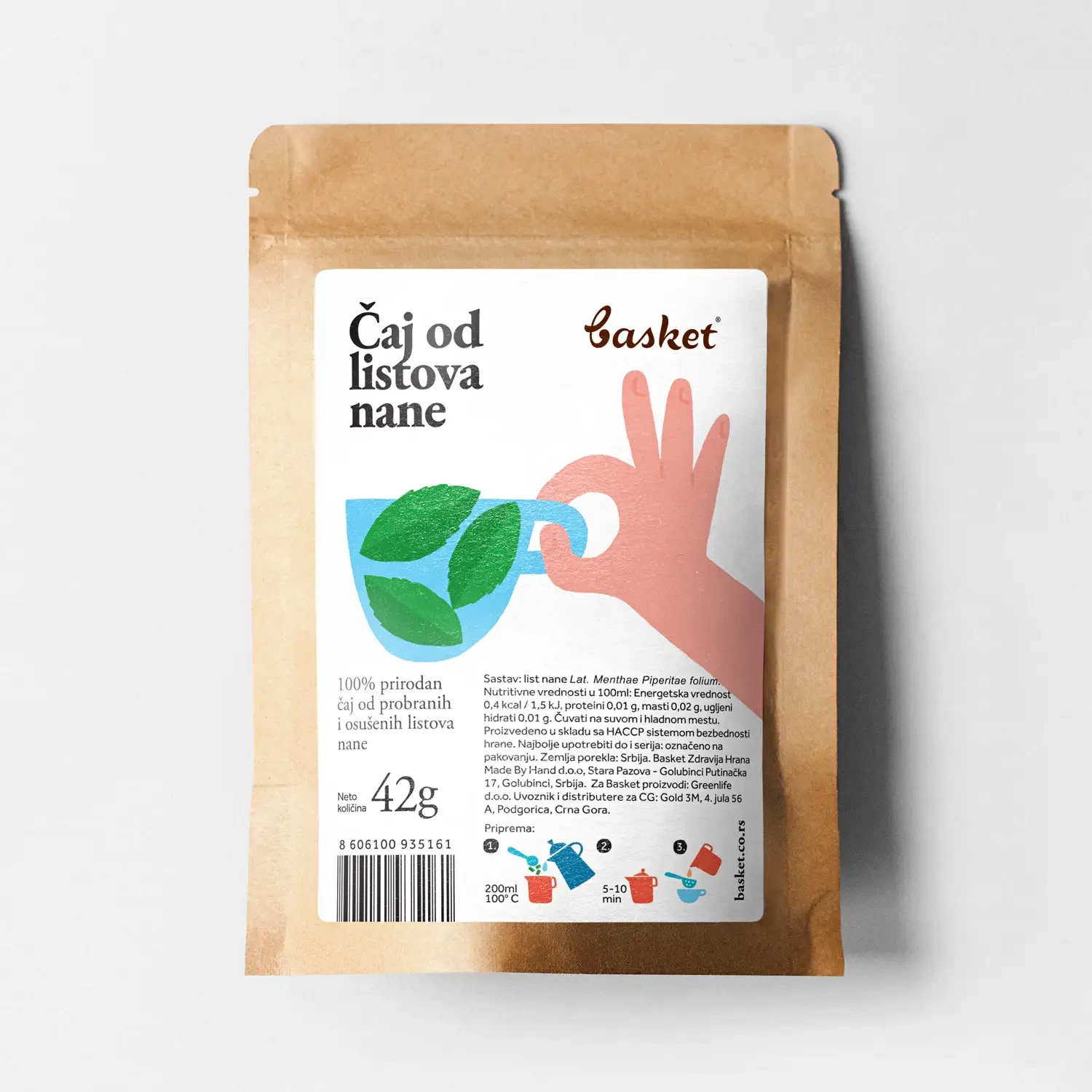 BASKET Čaj od listova nane, 42g