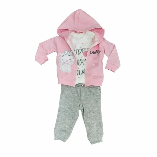 Komplet za bebe 3083, Sivo-roze
