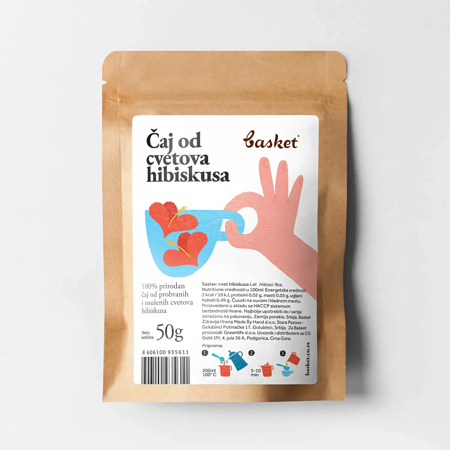 BASKET Čaj od cvetova hibiskusa, 50g