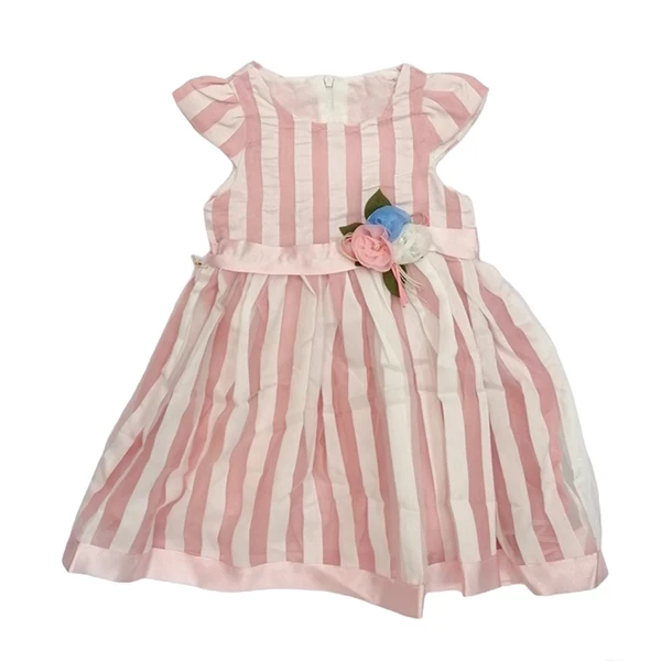 VRABAC Haljina za devojčice na pruge 2997, Roze