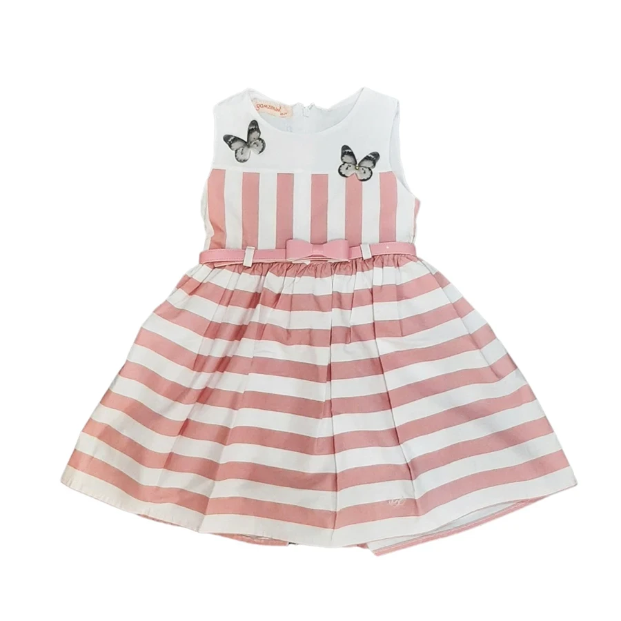VRABAC Haljina za devojčice na pruge 2408, Roze