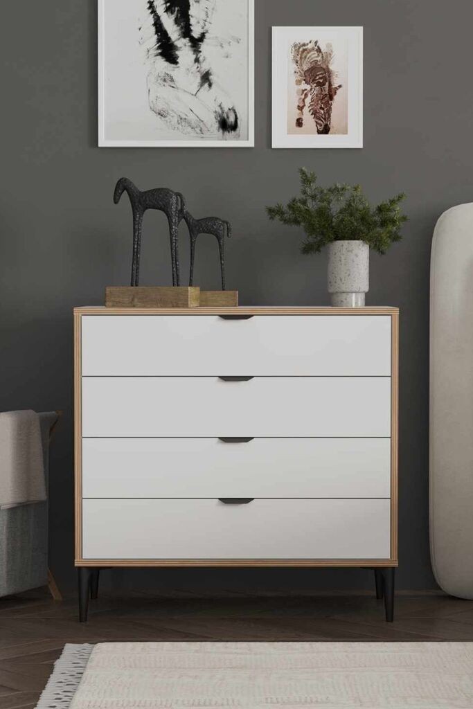 Hanah Home Komoda Arden 4, 90 x 88 x 40 cm, Bela