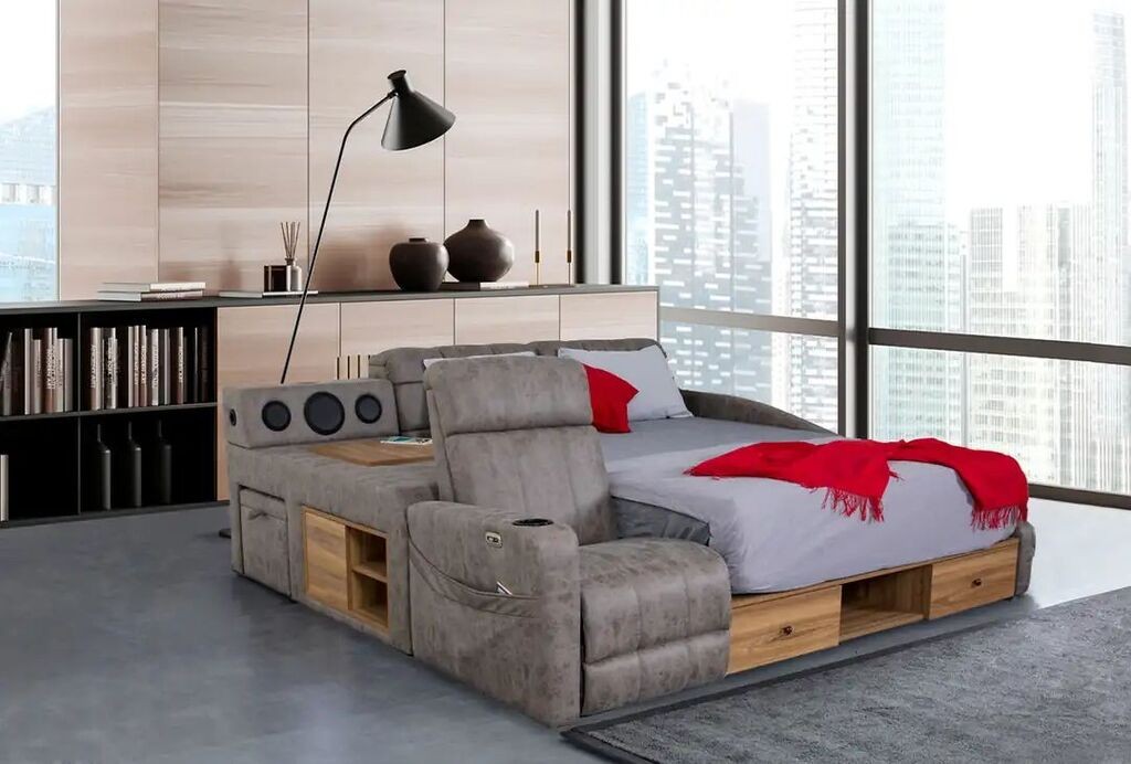 Hanah Home Osnova za krevet Whesley Smart, 235 x 100 x 245 cm, Braon