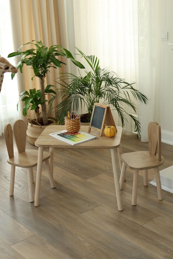 Hanah Home Dečiji set Bunny One Chair Set, Sto i stolica, Bež