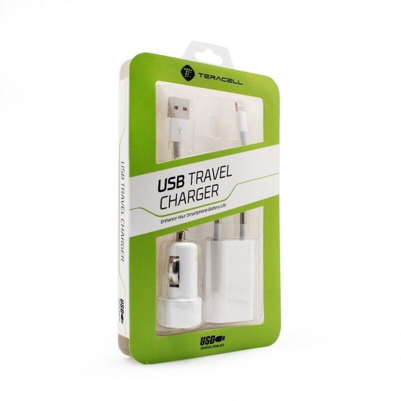 Teracell Evolution Punjač za iPhone, 3u1, Lightning,5V, 1A, Beli