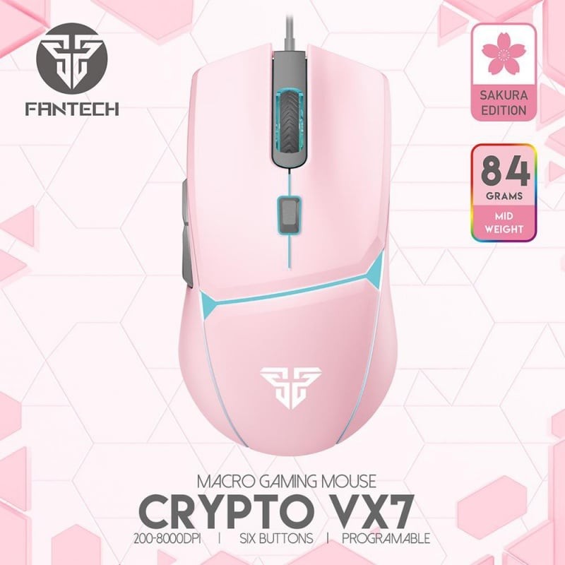 Fantech Gaming žičani miš VX7 Crypto Sakura, RGB, Optički, Roze