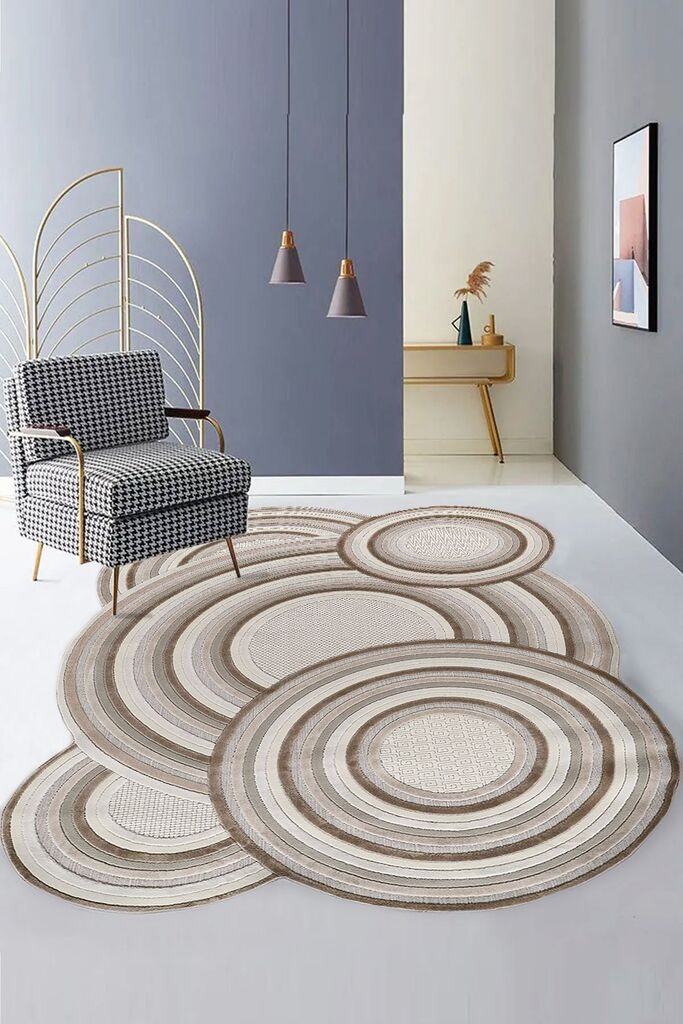 Conceptum Hypnose Tepih Amorf-Ar002, Okrugli, 120 x 180 cm, Krem-bež