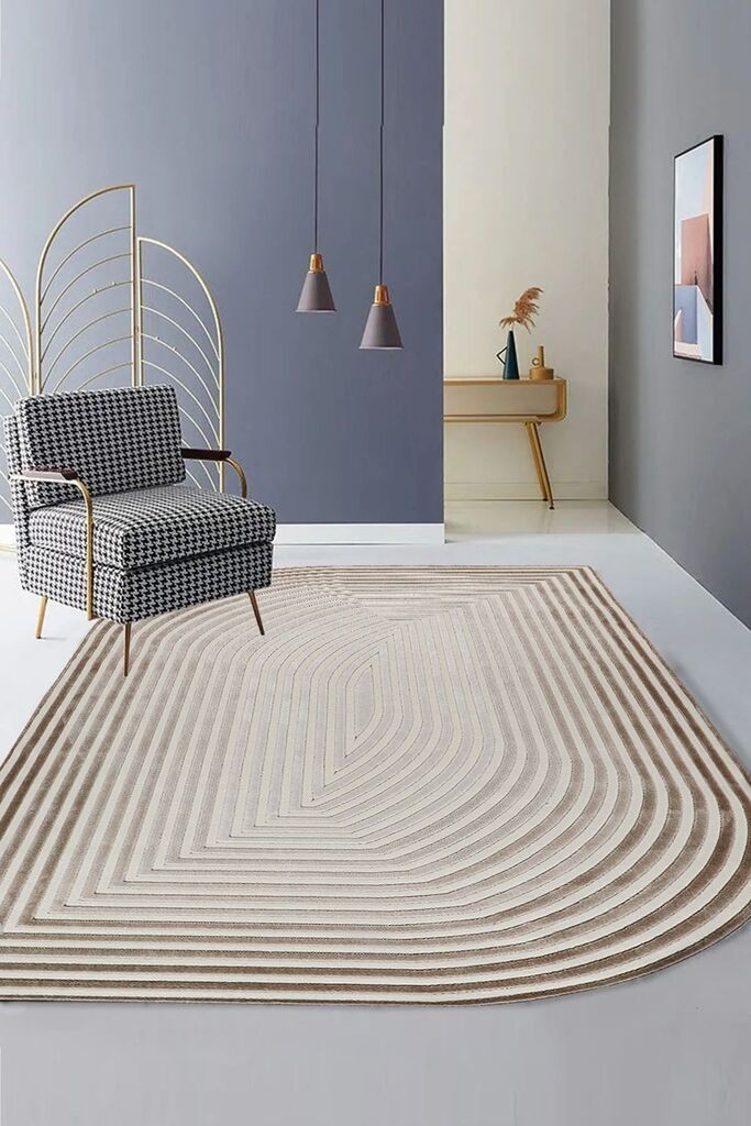 Conceptum Hypnose Tepih Amorf-Ar004, Ovalni, 120 x 180 cm, Krem-bež