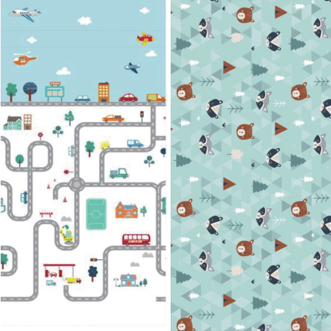 PLAYTIME Sklopiva dvostrana podloga Staza i Šuma, 150x180x1 cm