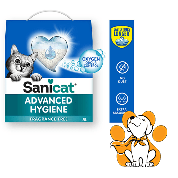 SANICAT Posip za mačke Advanced Hygiene Fragrance Free 5l