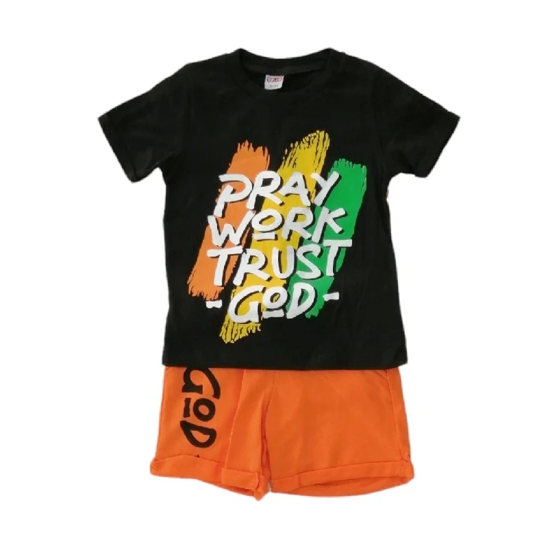 VRABAC Komplet za dečake 1122, Crno-narandžasti