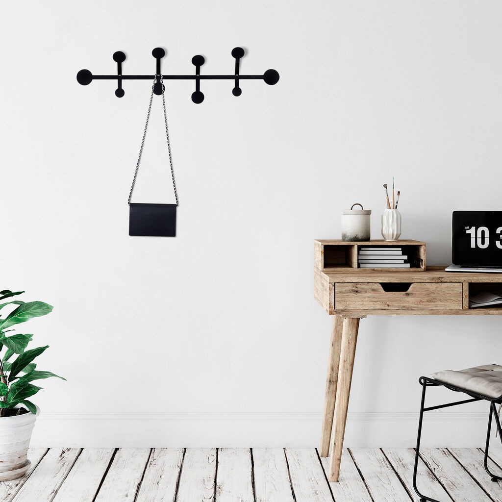 Wallity Zidna vešalica Rod, 70x22cm, Crna