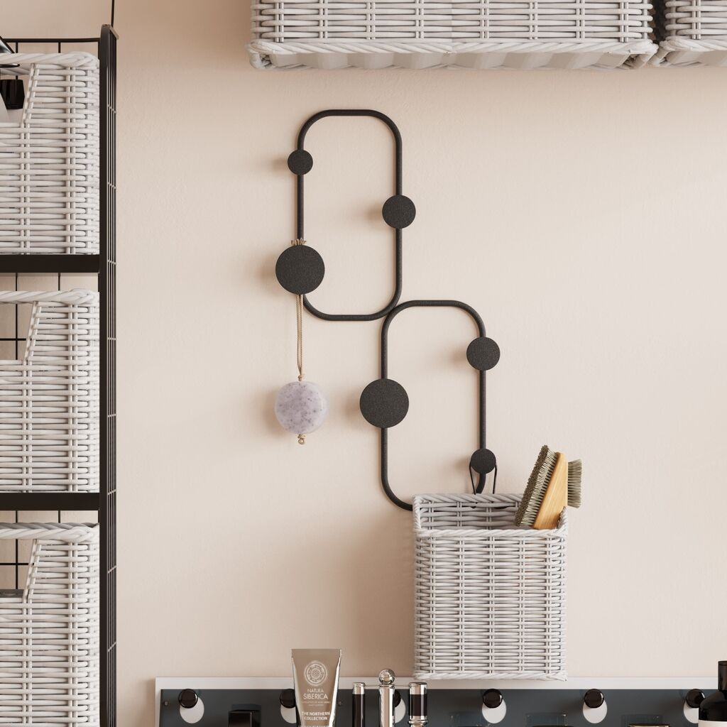 Wallity Zidna vešalica Ladybug, 6 Kukica, Crna