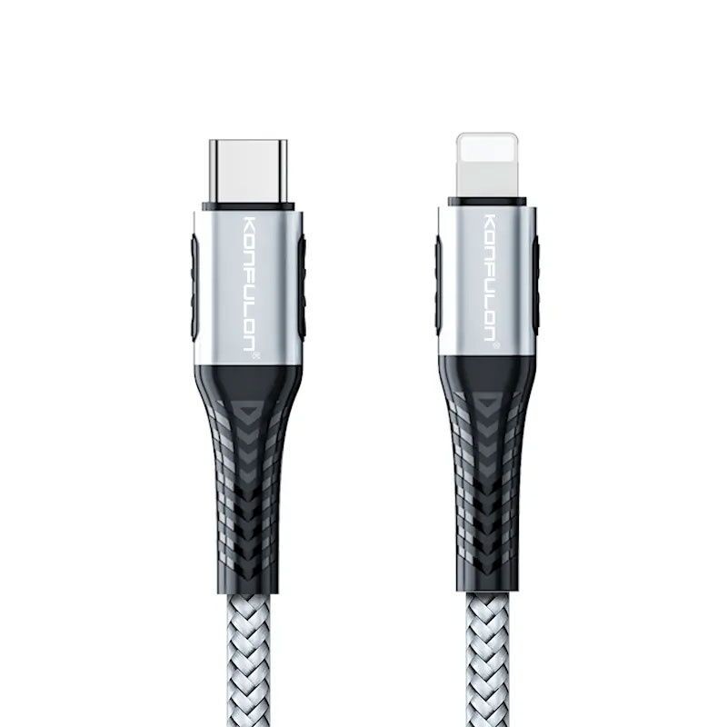 Konfulon Data kabl DC36 PD 20W Super Fast Charge Type C na lighting, Sivi, 0.2m