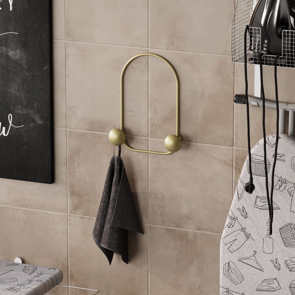 Wallity Zidna vešalica Frog, 2 Kukice, Zlatne boje