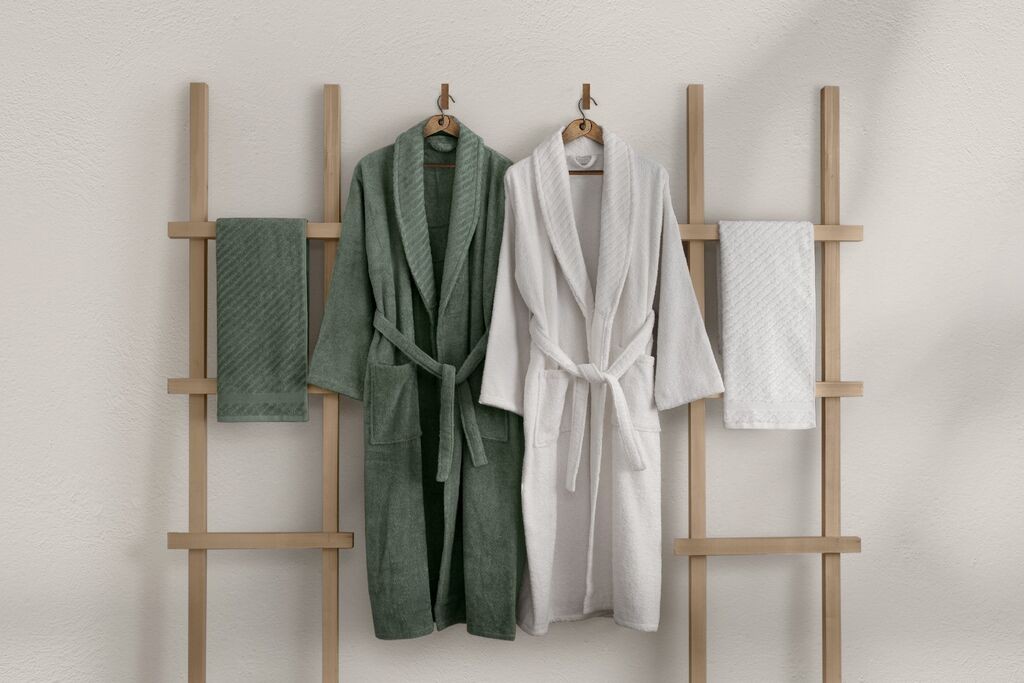 Aberto Design Set bade mantila sa peškirima 1060A-047-1, Belo-Zeleni