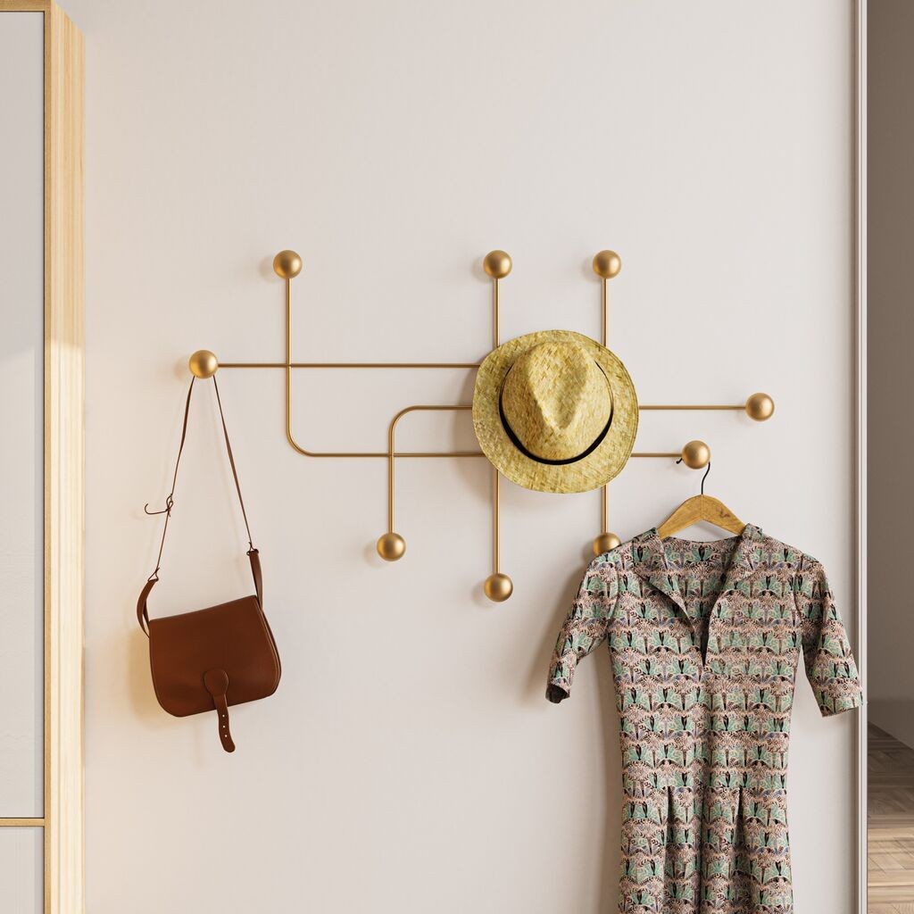 Wallity Zidna vešalica Samara, 107x64x10 cm, Zlatne boje