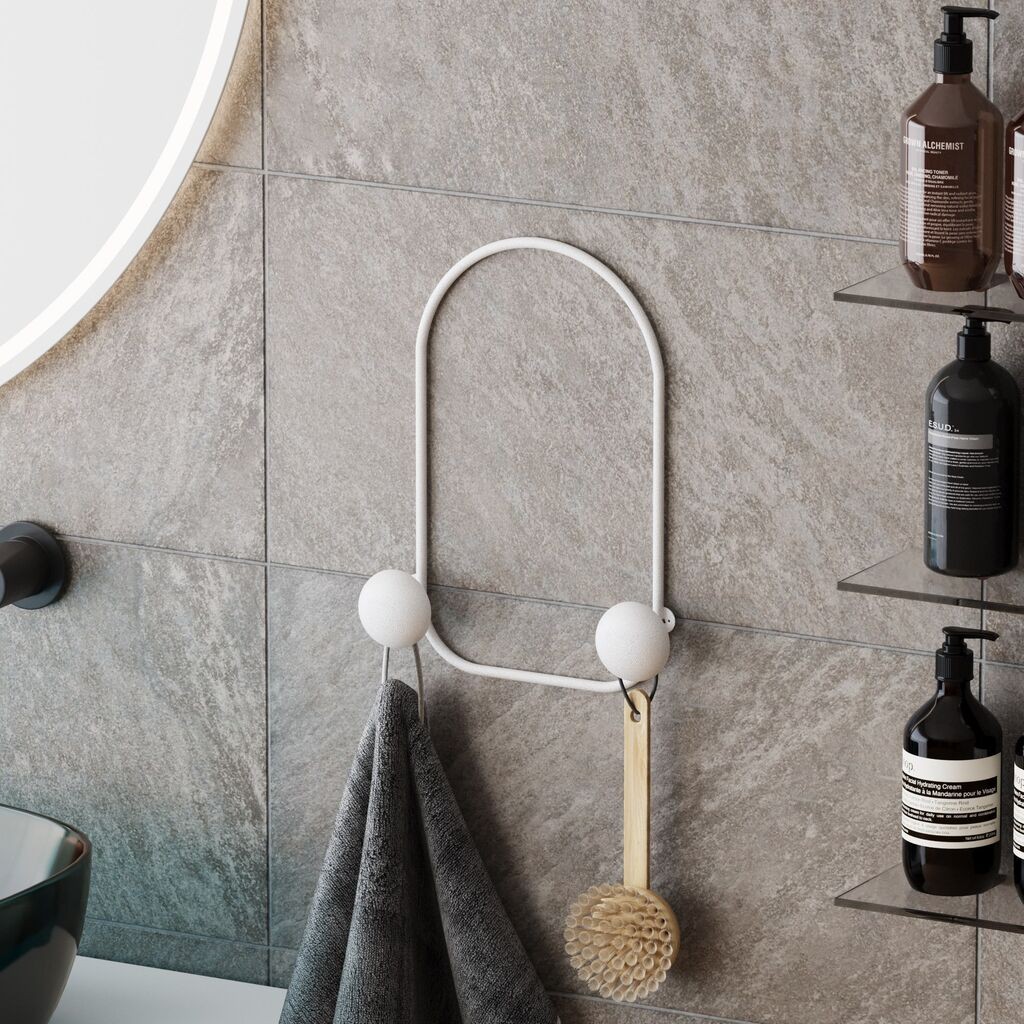 Wallity Zidna vešalica Frog, 2 Kukice, Bela