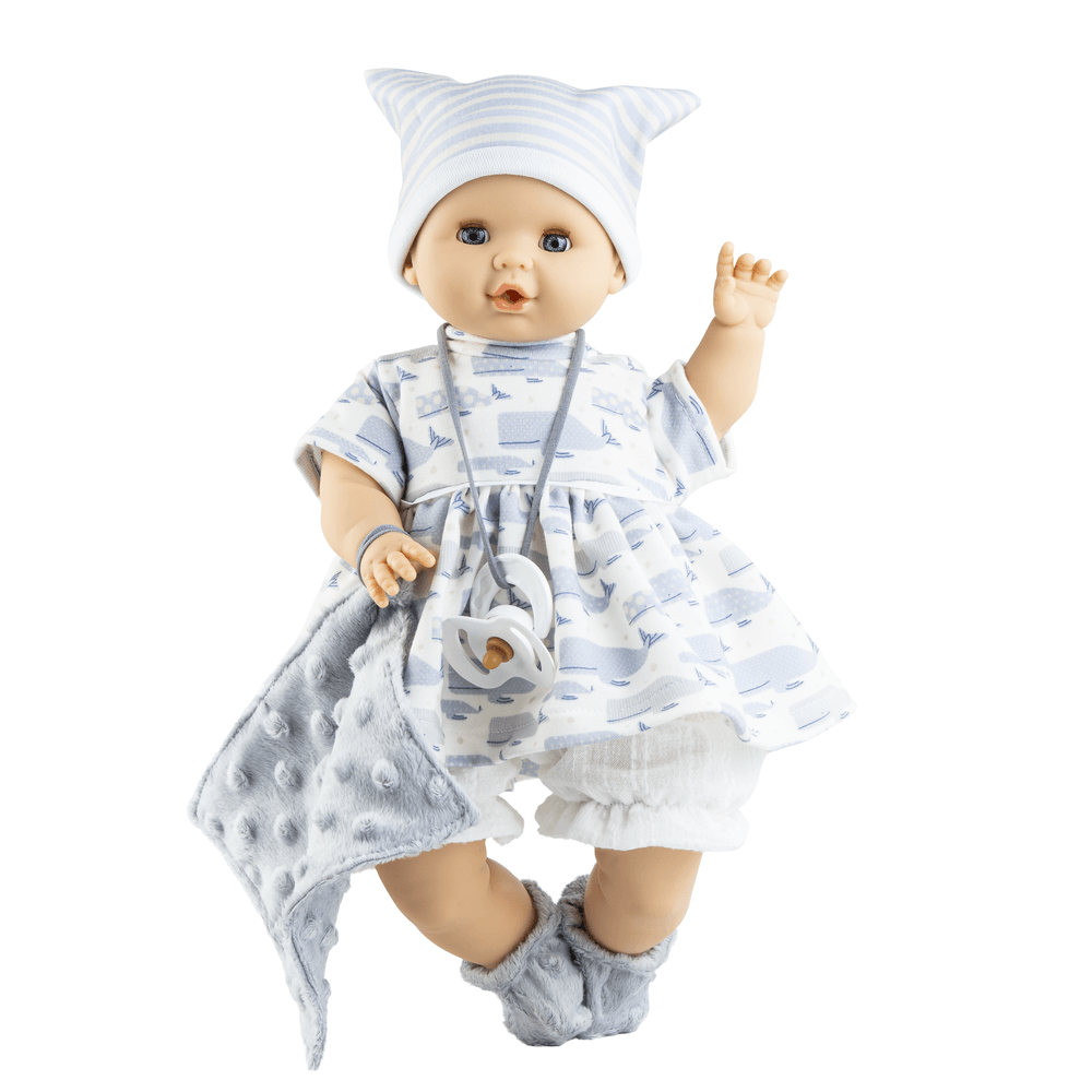 Paola Reina Beba Teona sa cuclom, 36 cm, Plavo-bela