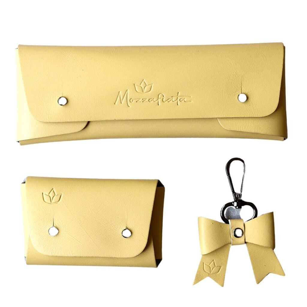 Mozzafiata Set Naomi gift box, Novčanik, privezak i futrola za naočare, Žuti