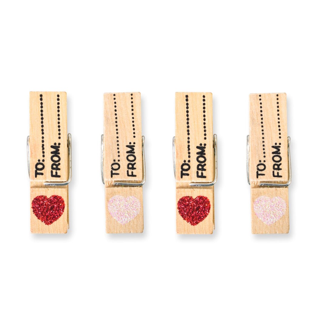 Junior Štipaljke srca sa šljokicama Crafty deco, 4 komada, Crveno-roze