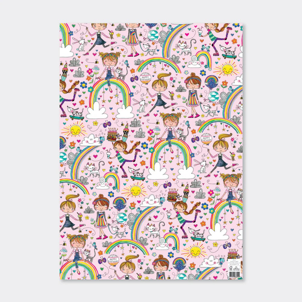 Rachel Ellen Ukrasni papir Devojčice i duge, Roze