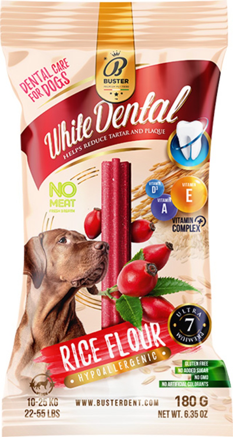 WHITE DENTAL Poslastica za pse Dental Stick rice 180g