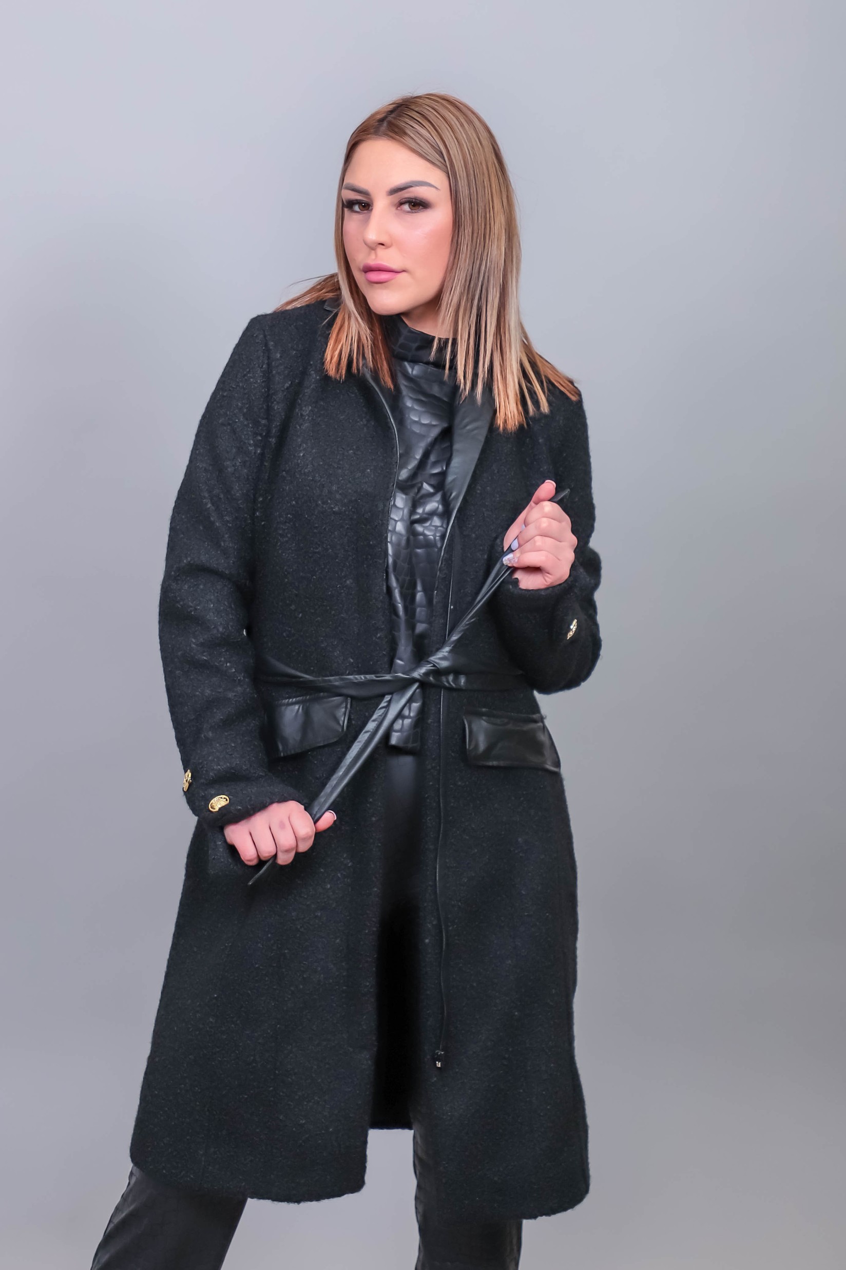 My Way Bukle Ženski kaput, Crni