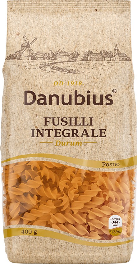 DANUBIUS Testenina Fusilli integrale 400g