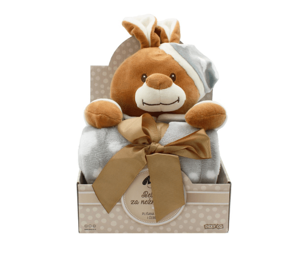 DEXY CO Set plišana igračka zeka i ćebe Sweet dreams baby braon