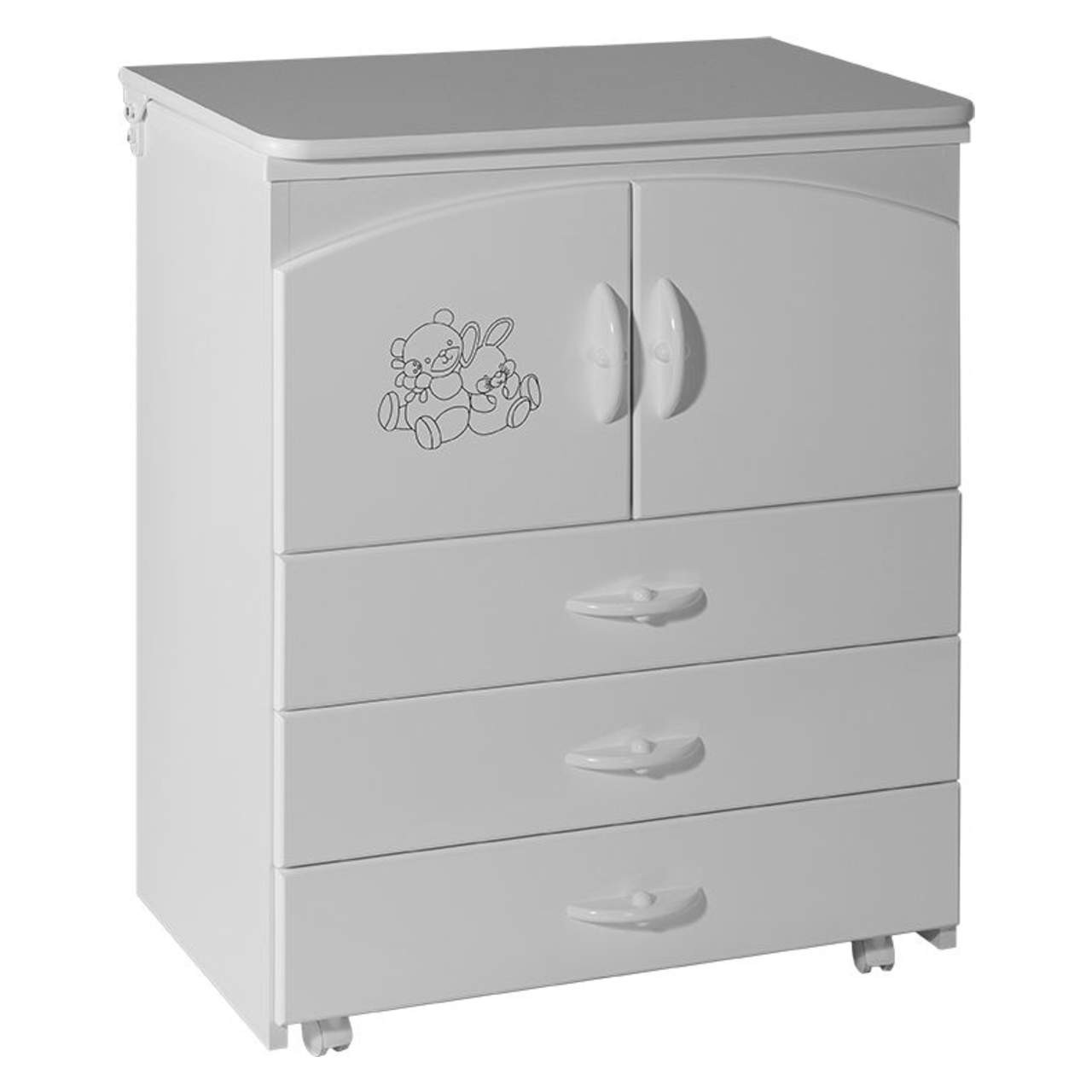 BAMBINO Komoda za bebe Teddy, Bela