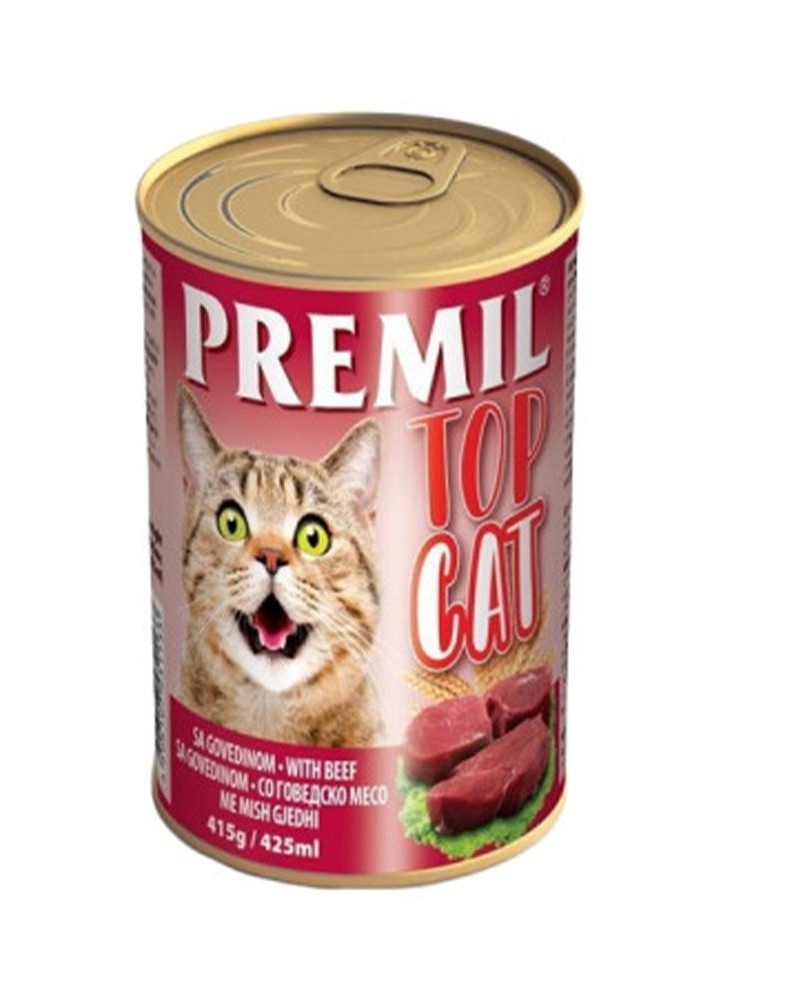 Premil Vlažna hrana za odrasle mačke, govedina, paket konzervi 24x415g