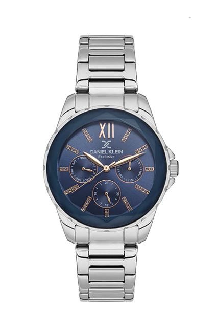 DANIEL KLEIN Ženski ručni sat, Kvarcni mehanizam, Plavo kućište, Srebrne boje