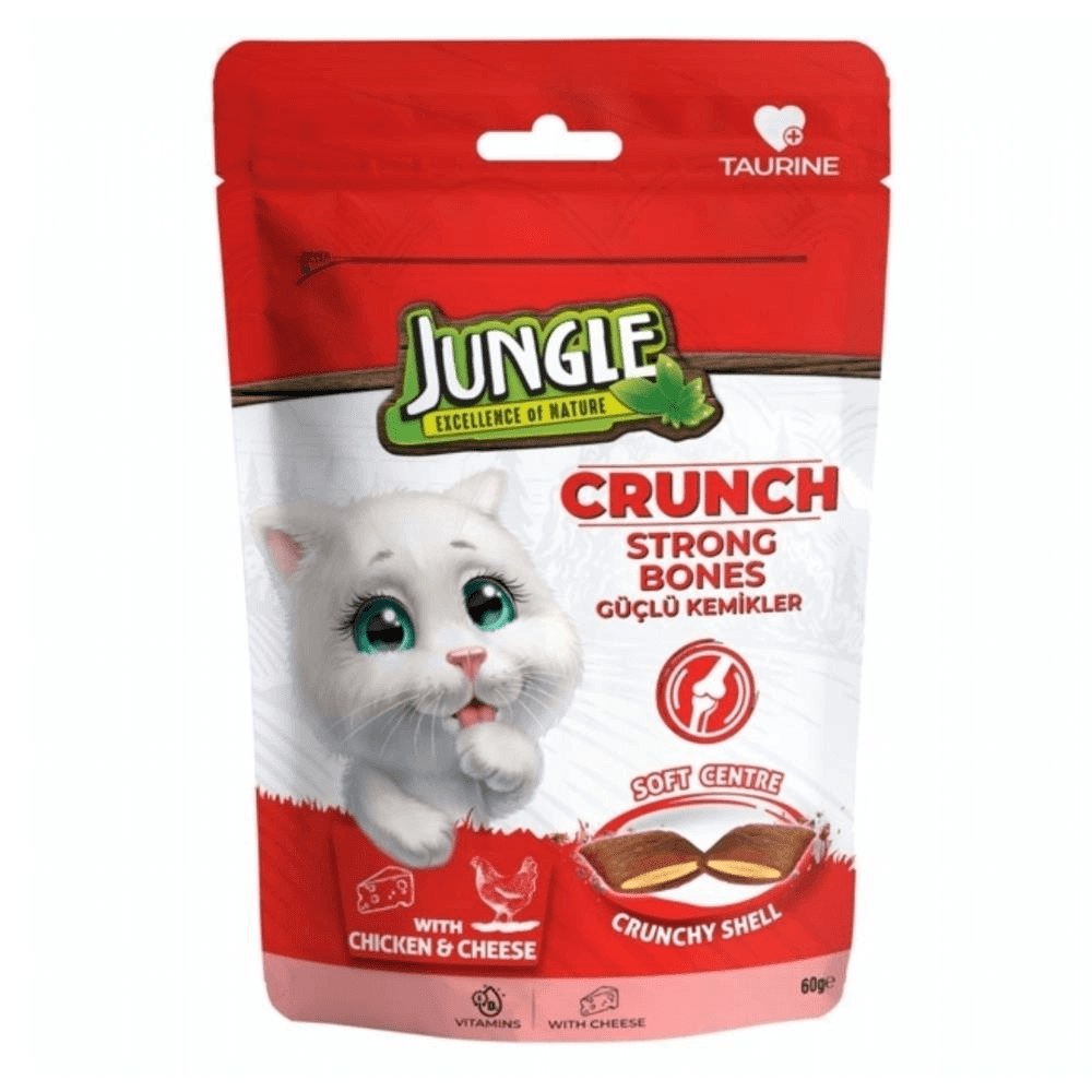Jungle Crunch Hrskava poslastica za mačke za jake kosti, Piletina i sir, 60 g
