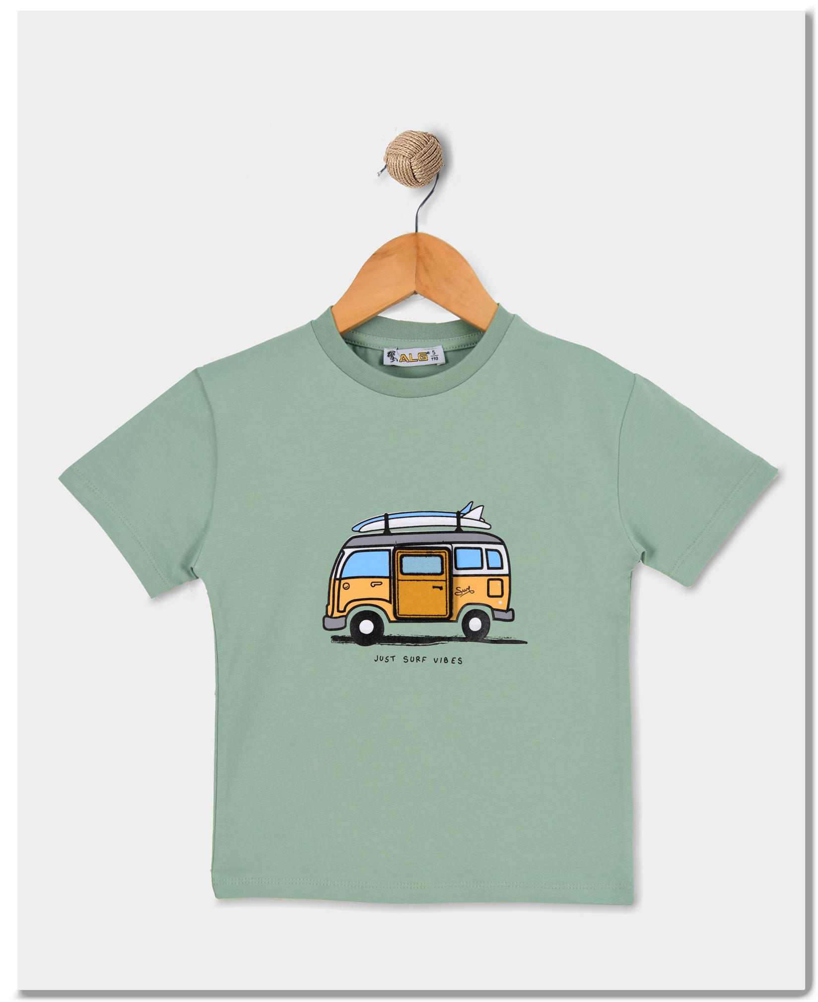 ALG Majica za dečake Just surf vibes, Kaki