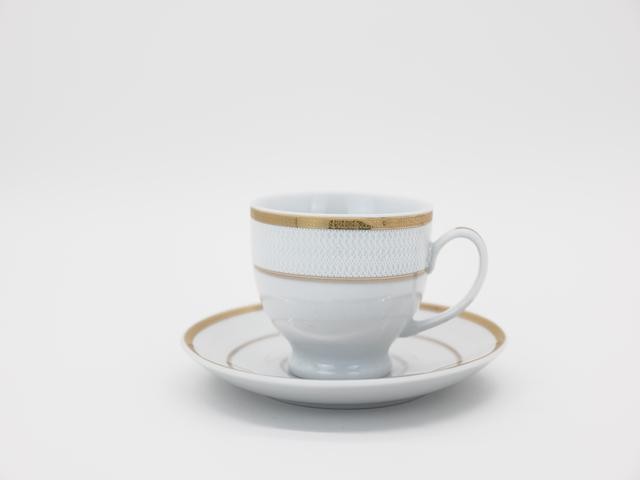 AMC HOME Set šolja sa tacnom Bergamont, Beli, 6 komada