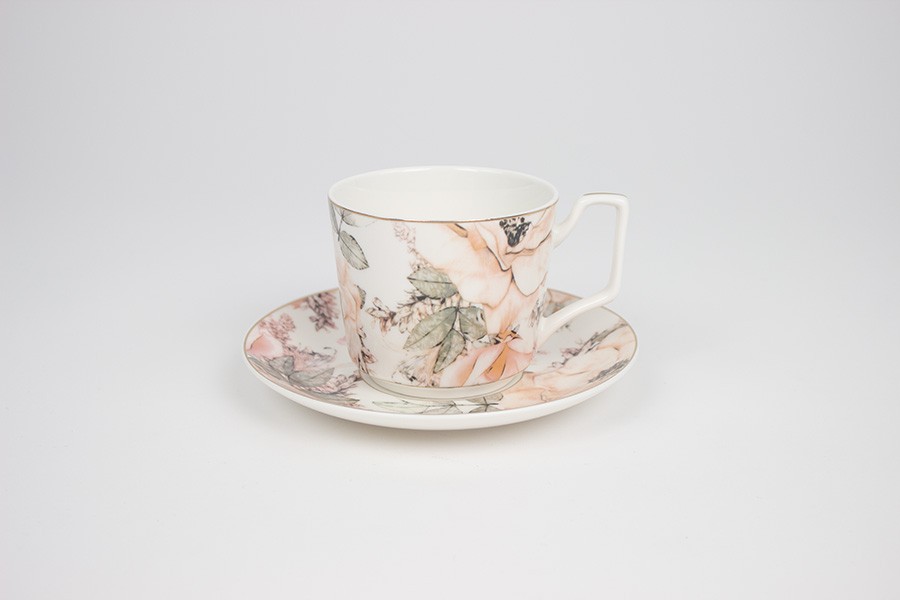 Amc Home Set šolja sa tacnom Hibiscus, 6 komada, Šareni