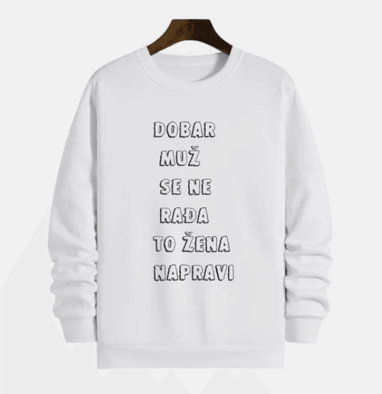 MAFIMI Muški duks Dobar muž se ne rađa, Beli