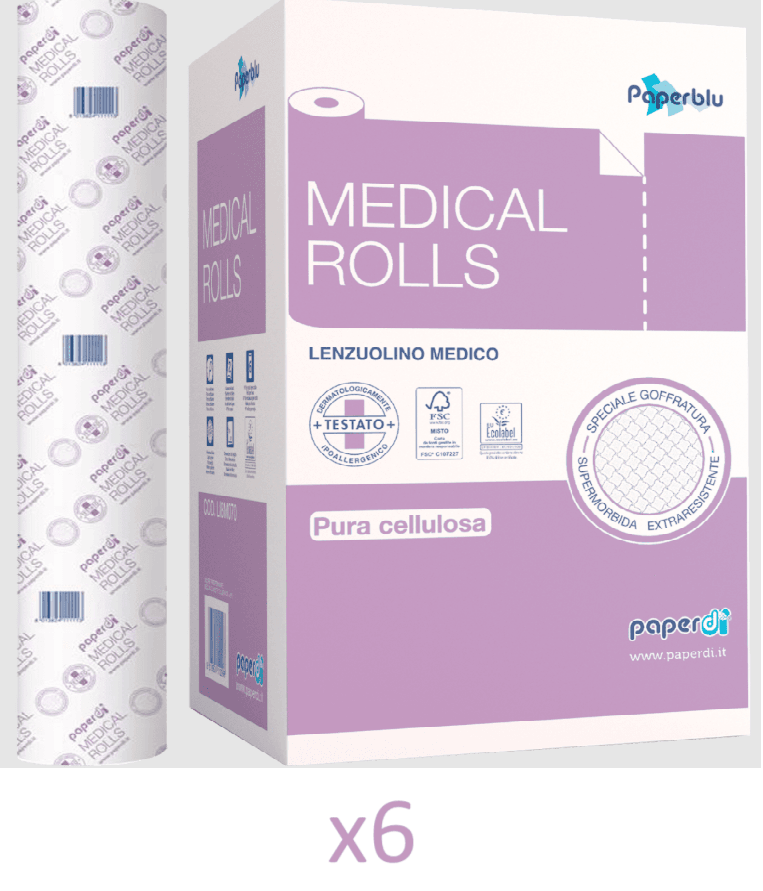 PAPERBLU Medicinska rolna, 80 m, Celuloza, Dvoslojni, 6 rolni