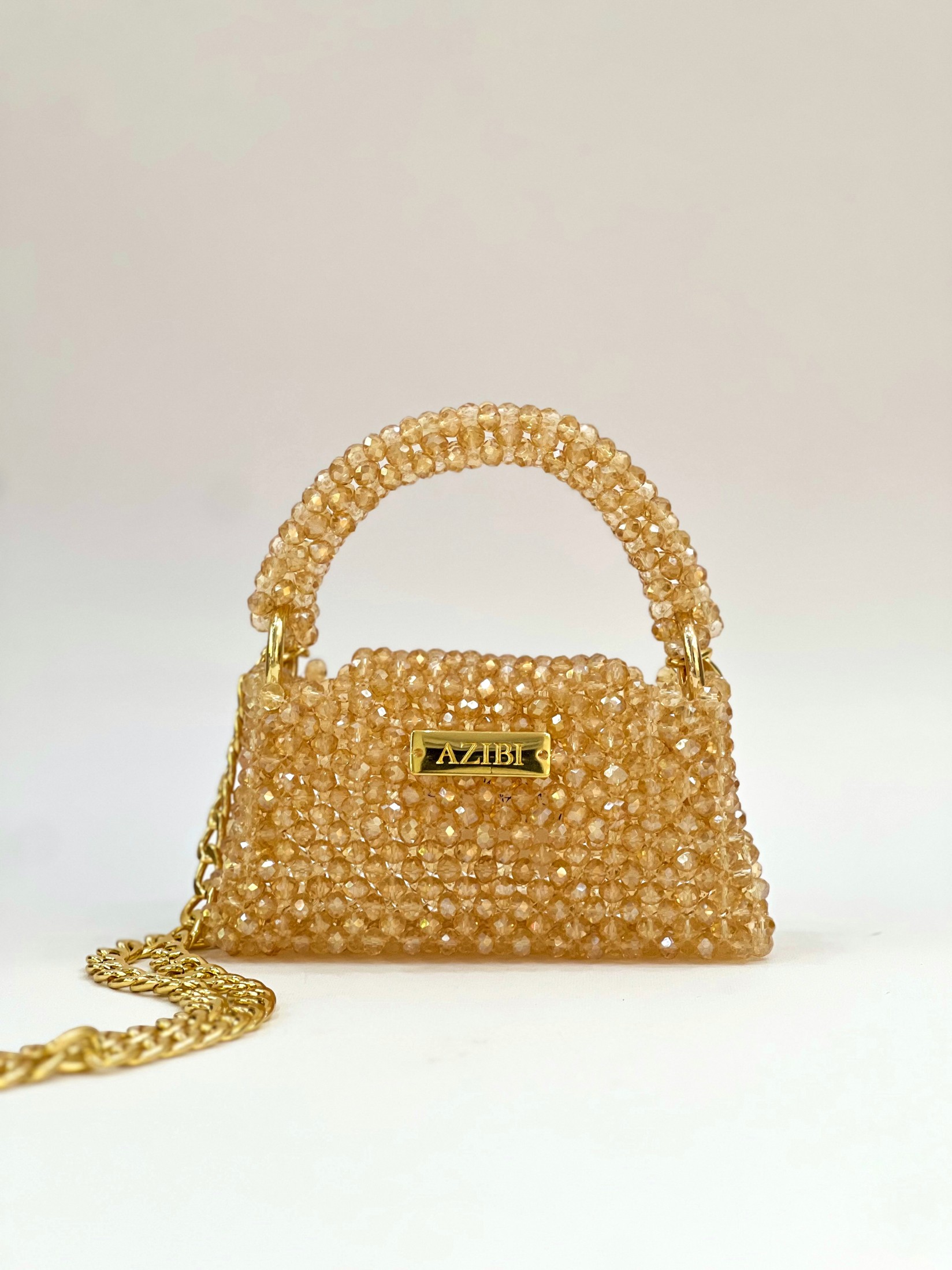 Azibi Ženska torba od perli Piccolina, Zlatne boje